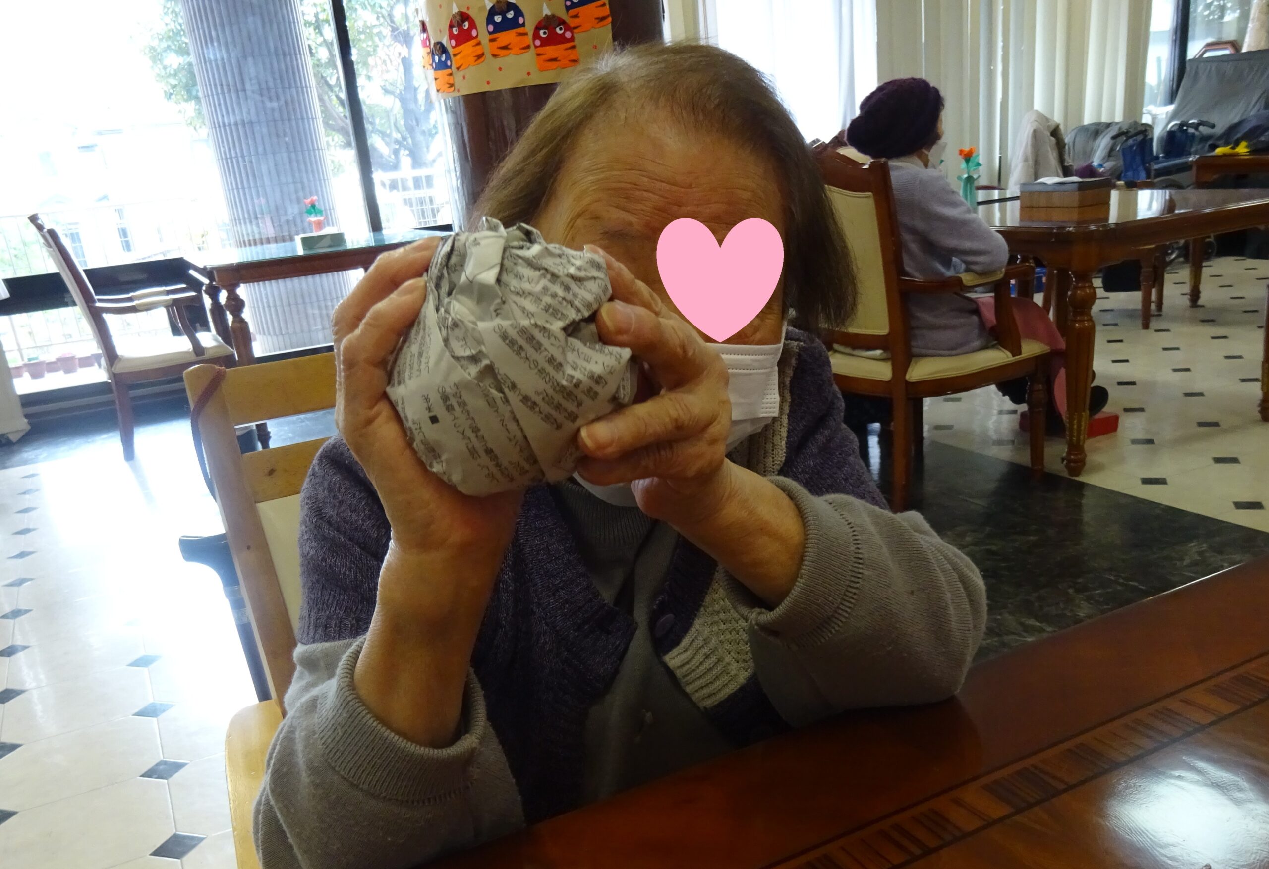 デイサービス、豆まき準備